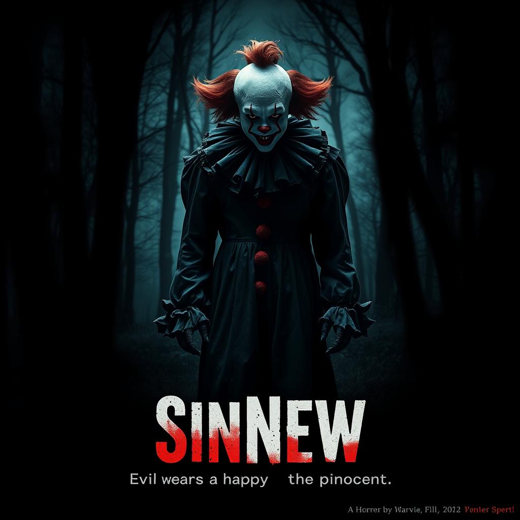 A chilling movie cover for a horror film titled 'SinNew'