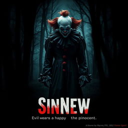 A chilling movie cover for a horror film titled 'SinNew'