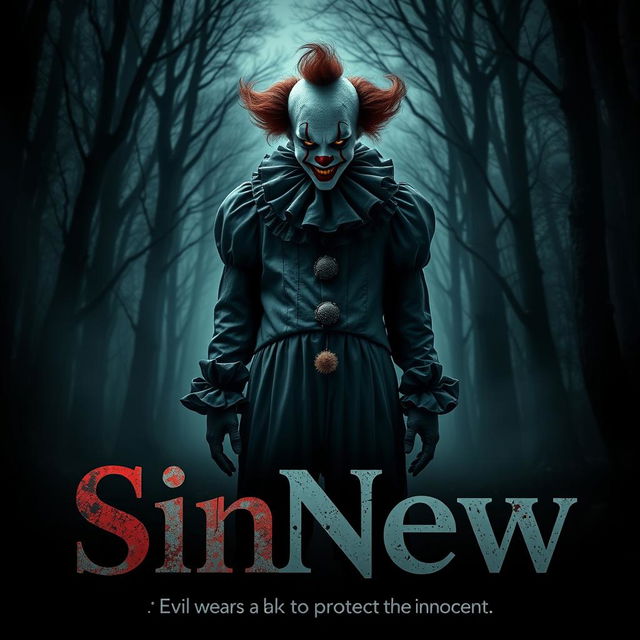 A chilling movie cover for a horror film titled 'SinNew'