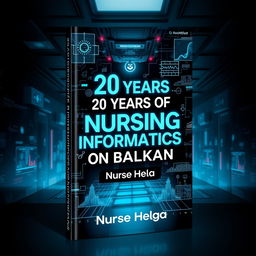 A striking book cover design for '20 YEARS OF NURSING INFORMATICS ON BALKAN' by Nurse Helga