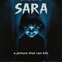 A chilling movie cover art for a horror film titled 'Sara'