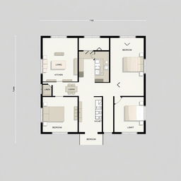 An architectural floor plan layout measuring 7x43 meters