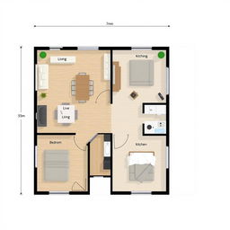 An architectural floor plan layout measuring 7x43 meters
