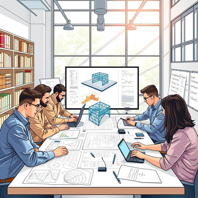 An engaging and informative illustration depicting linear programming in engineering