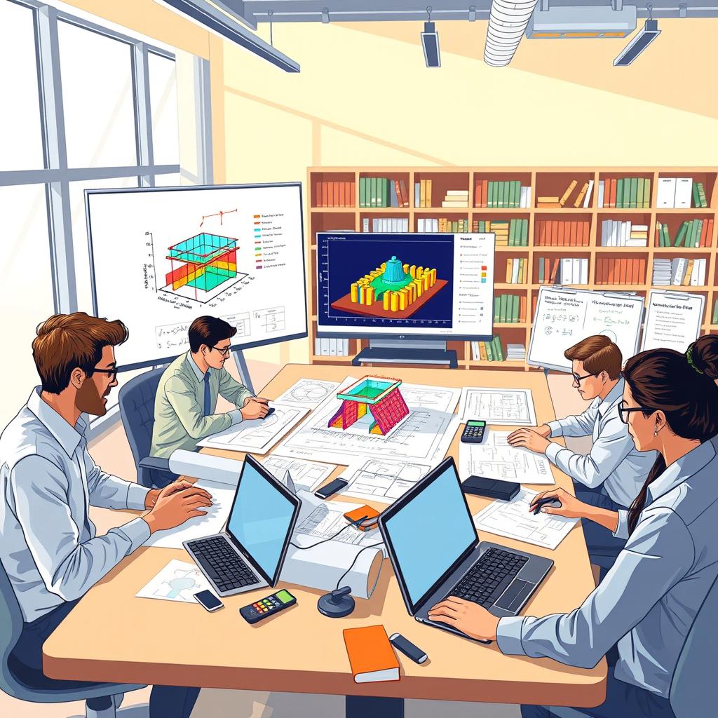 An engaging and informative illustration depicting linear programming in engineering