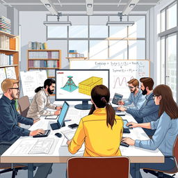An engaging and informative illustration depicting linear programming in engineering