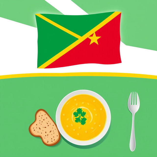 A vibrant lunch menu design featuring the Suriname flag prominently at the top