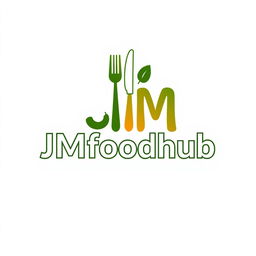 A modern and professional logo design for a food hub named 'JMfoodhub'