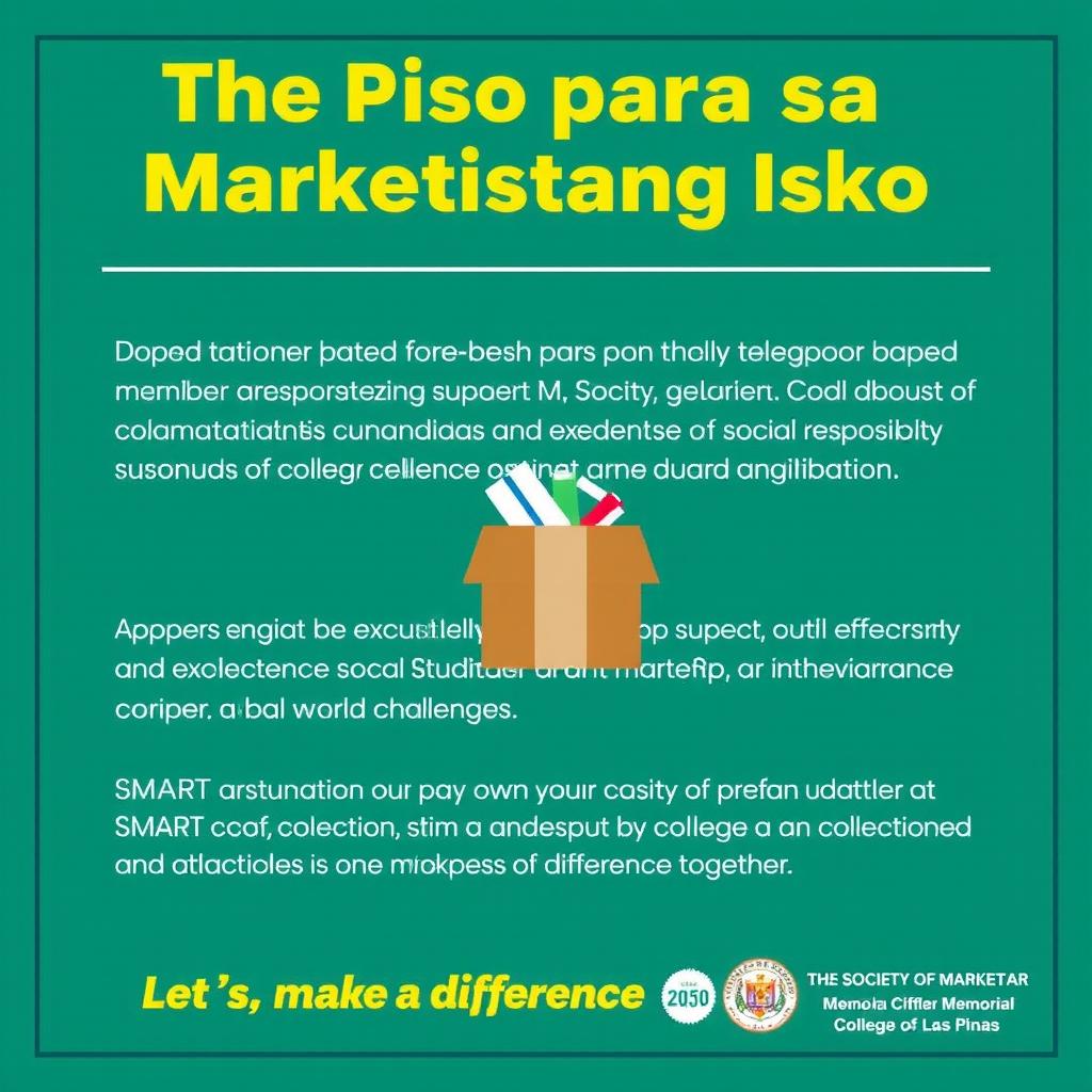 Join the donation drive of 'The Piso Para sa Marketistang Isko,' an initiative led by The Society of Marketers - SMART, at Dr