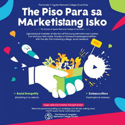 Create a vibrant poster for 'The Piso Para sa Marketistang Isko,' a donation drive initiative led by The Society of Marketers - SMART at Dr