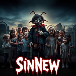 A captivating and eerie movie art cover for the horror film 'SinNew'
