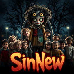 A captivating and eerie movie art cover for the horror film 'SinNew'