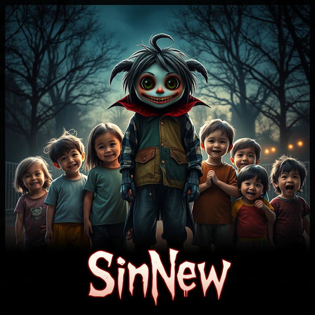 A captivating and eerie movie art cover for the horror film 'SinNew'