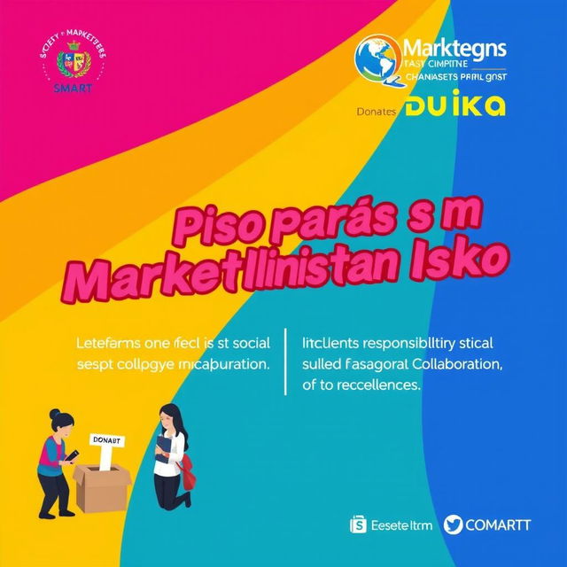 Create a colorful and engaging poster for a donation drive titled 'Piso Para sa Marketistang Isko'