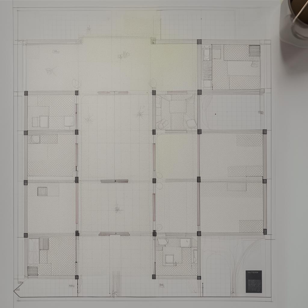 An architectural blueprint of a three-bedroom set, meticulously outlined on a map with distinct markers displaying the layout