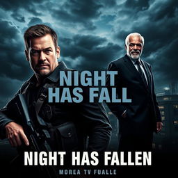 A cinematic movie poster for 'Night Has Fallen' featuring Gerard Butler and Morgan Freeman