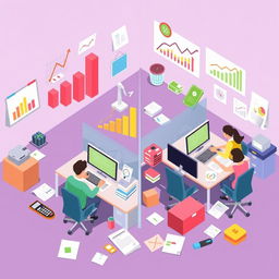 A conceptual illustration of productivity in the workplace, depicting a mathematical comparison between output and resources
