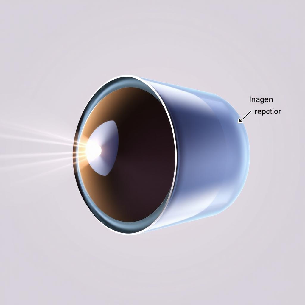 A detailed illustration of a converging lens, showcasing its optical properties