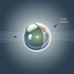 A detailed illustration of a converging lens, showcasing its optical properties
