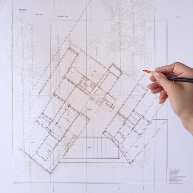 An architectural blueprint of a three-bedroom set, meticulously outlined on a map with distinct markers displaying the layout