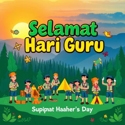 A vibrant and colorful poster celebrating Teacher's Day with a Scout theme