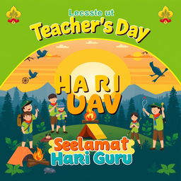 A vibrant and colorful poster celebrating Teacher's Day with a Scout theme