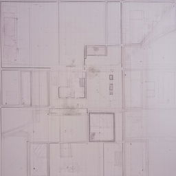 An architectural blueprint of a three-bedroom set, meticulously outlined on a map with distinct markers displaying the layout