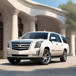 An image of a pristine white 2020 Cadillac Escalade ESV, captured in high resolution