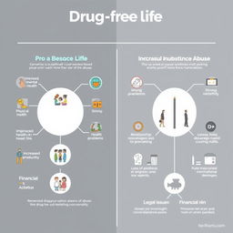 An informative and engaging infographic comparing the benefits of a drug-free life versus the destruction caused by substance abuse