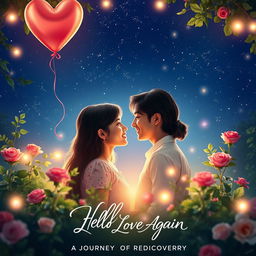A vibrant movie poster redesign for the romantic film 'Hello Love, Again
