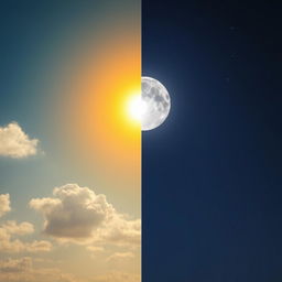 A serene landscape showcasing the transition from day to night