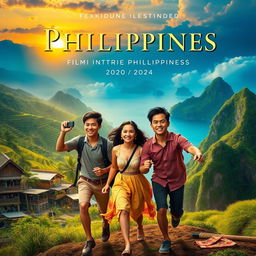 A cinematic poster showcasing a vibrant and dynamic scene from a movie filmed in the Philippines between 2020 and 2024