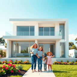 A sleek, modern, and elegant house model featuring large glass windows, a flat roof, and contemporary lines