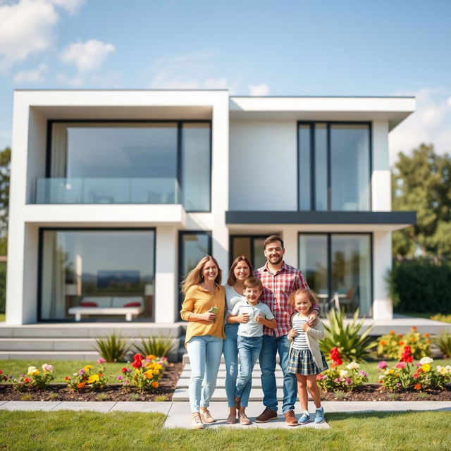 A sleek, modern, and elegant house model featuring large glass windows, a flat roof, and contemporary lines