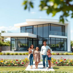 A sleek, modern, and elegant house model featuring large glass windows, a flat roof, and contemporary lines