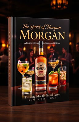 An engaging book cover design showcasing Morgan branded drinks with a sophisticated yet inviting aesthetic