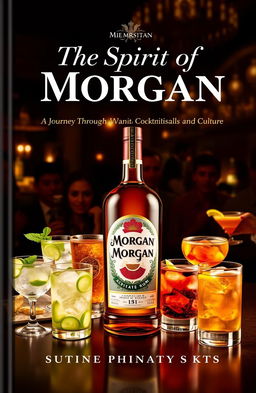 An engaging book cover design showcasing Morgan branded drinks with a sophisticated yet inviting aesthetic