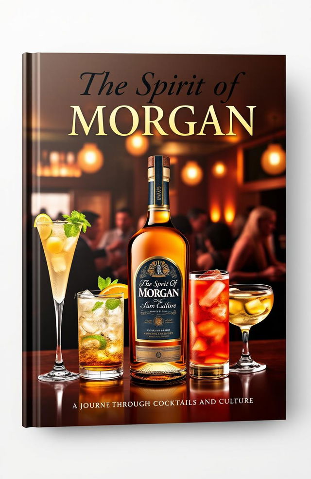 An engaging book cover design showcasing Morgan branded drinks with a sophisticated yet inviting aesthetic