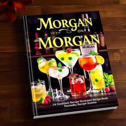 A visually striking book cover for a cocktail recipe book focused on Morgan branded drinks