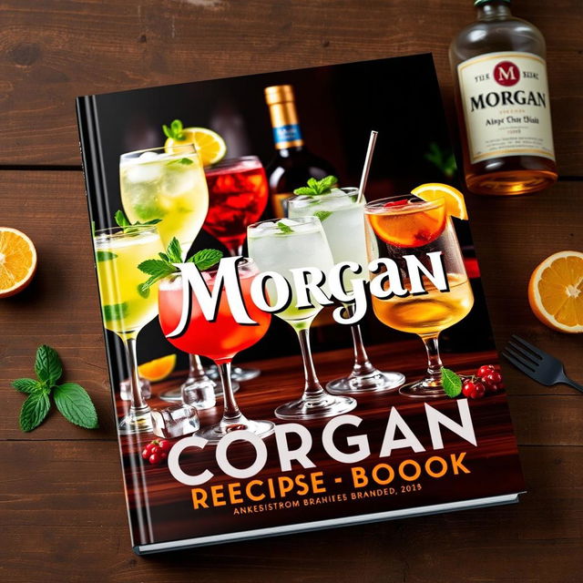 A visually striking book cover for a cocktail recipe book focused on Morgan branded drinks