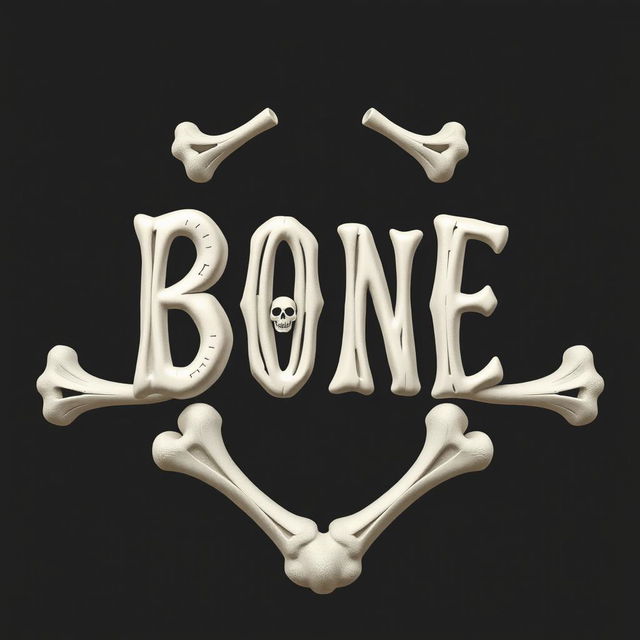 Design a unique font inspired by a bone theme, where each letter is creatively constructed to resemble skeletal structures and bones