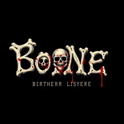 Create a striking font designed with a detailed bone theme that embodies elements of blood and death