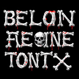 Create a striking font designed with a detailed bone theme that embodies elements of blood and death