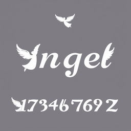 Create a beautiful font inspired by an angel theme, where each letter incorporates a graceful silhouette of an angel