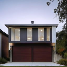 A two-story house with the entire ground floor designed as a garage