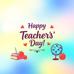 A vibrant and colorful Teachers' Day pamphlet designed with a beautiful gradient background that transitions smoothly between soft blues, greens, and yellows