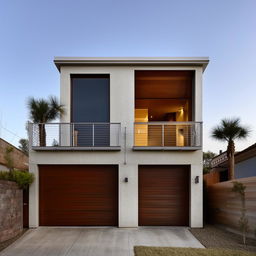 A two-story house with the entire ground floor designed as a garage