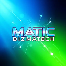 A vibrant and dynamic digital artwork featuring the text 'MATIC BIZMATECH' prominently displayed in a modern, sleek font
