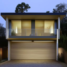 A two-story house with the entire ground floor designed as a garage