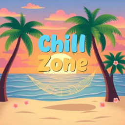A cozy and vibrant profile picture for a Telegram group, featuring the text "Chill Zone" in a playful, modern font